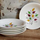 Six vintage plates in fine earthenware from Gien service "Gentilly"
