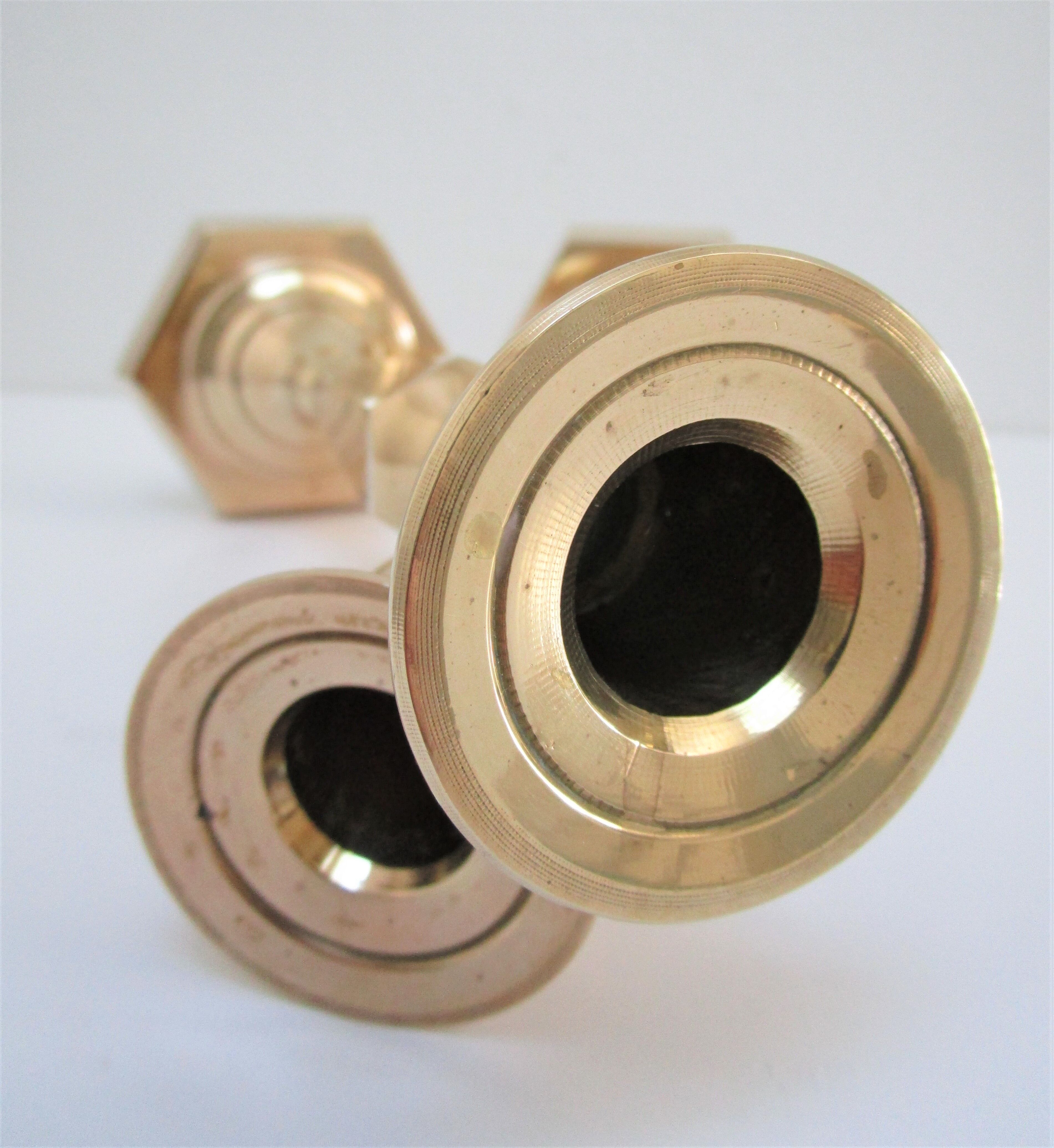 Pair of solid brass candle holders neo classic vintage style
