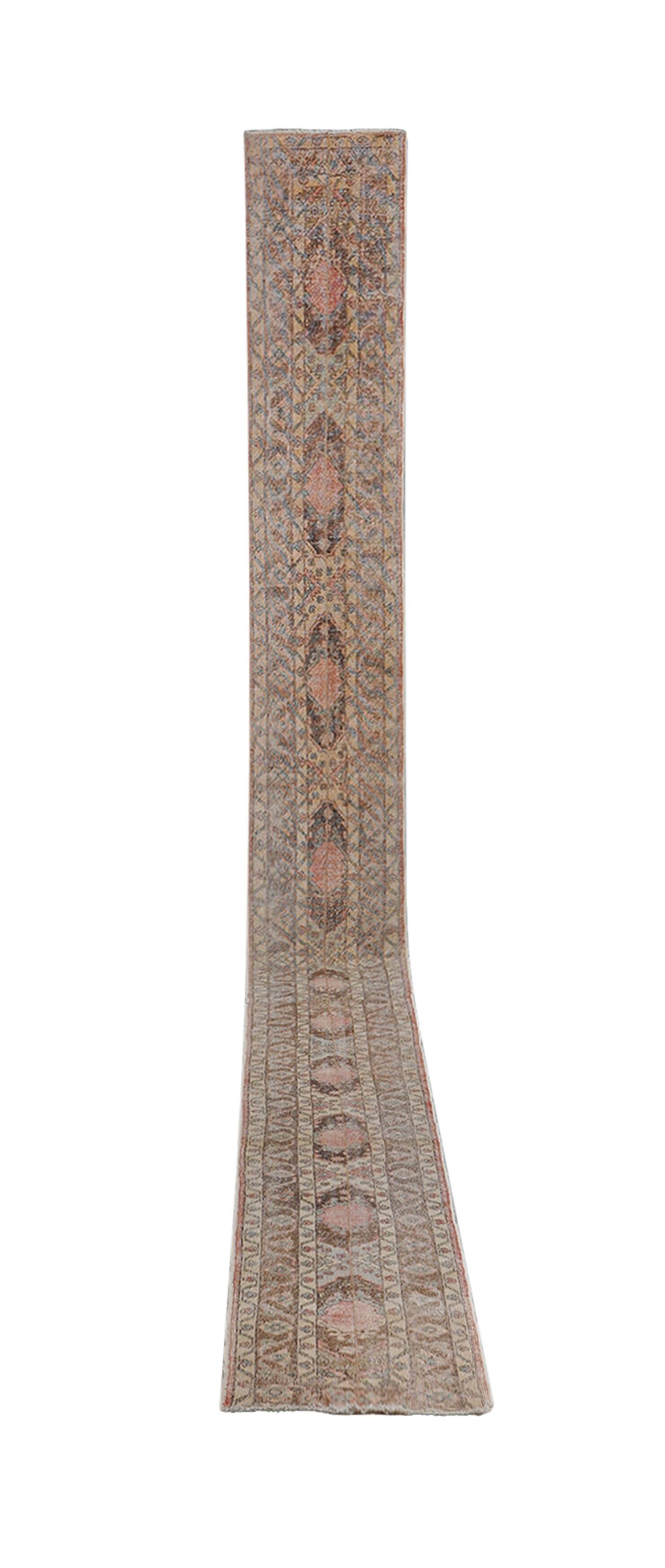 Vintage Turkish Oushak Rug Handwoven 55x733 cm