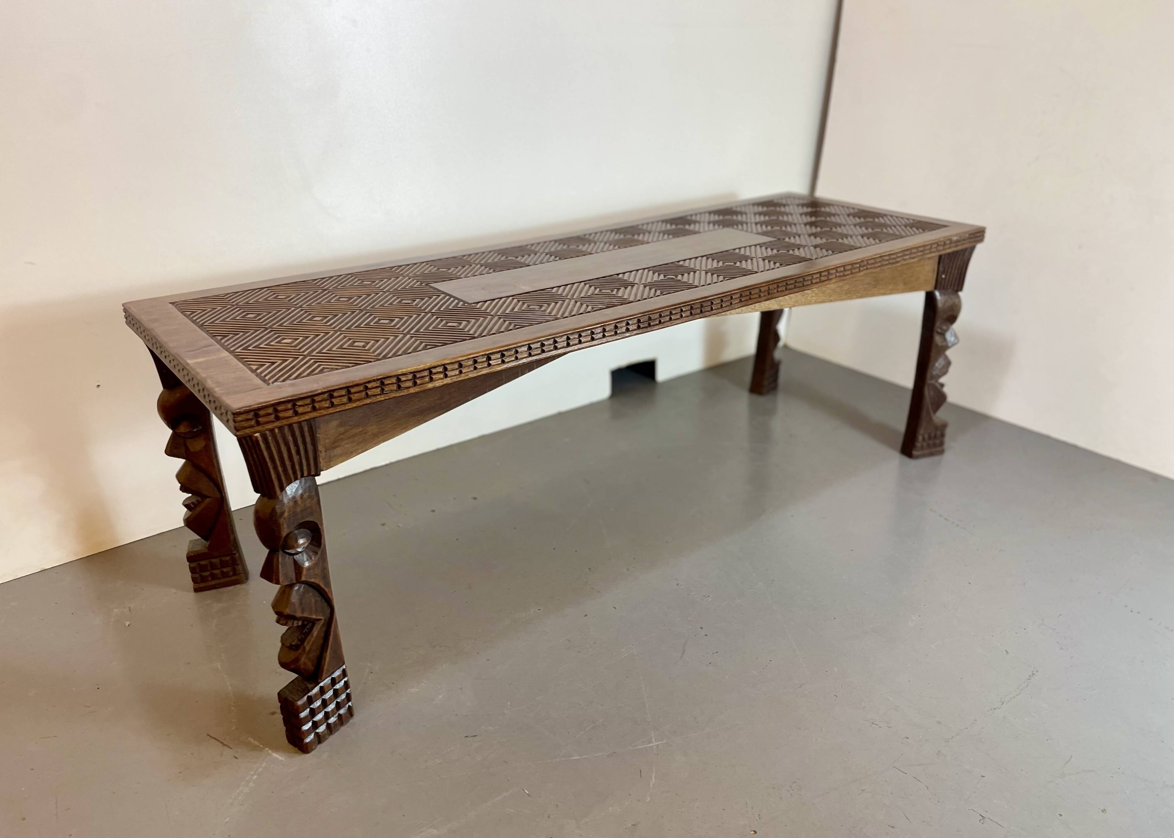Hand-carved Congolese coffee table, 1989