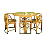 Set of a table and two rattan chairs