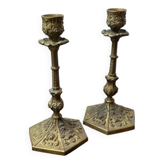 Pair of brass candlesticks