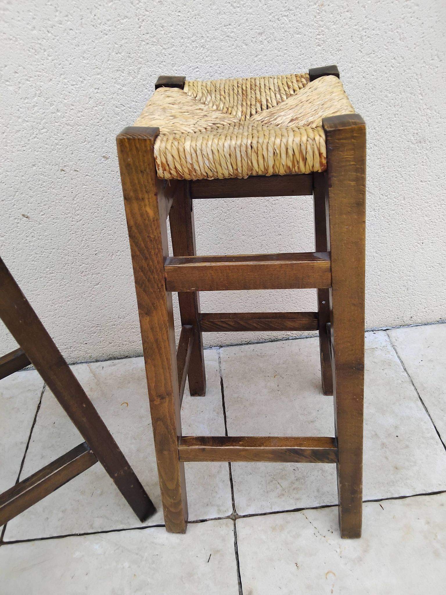 Paire de tabouret vintage assise paille