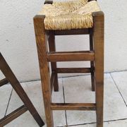 Paire de tabouret vintage assise paille
