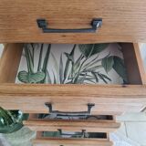 Chiffonnier vert herbarium et bois brut