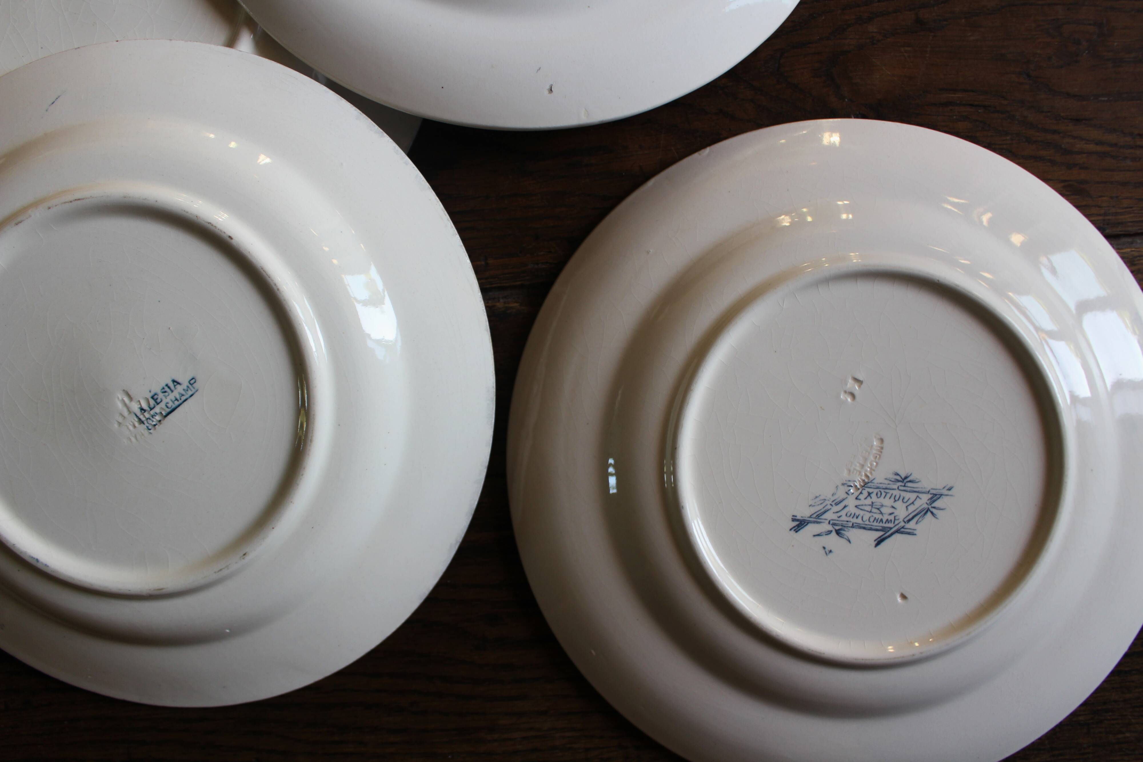 6 Terre de Fer blue Marcel Alésia Exotic Longchamp plates