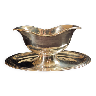 Christofle oval gravy boat in silver metal