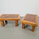 Brutalist Oak Side Table with Terracotta Tiles, 1950s, Set of 2