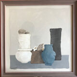 Alain ozanne, contemporary artist. still life. acrylic and gouache.