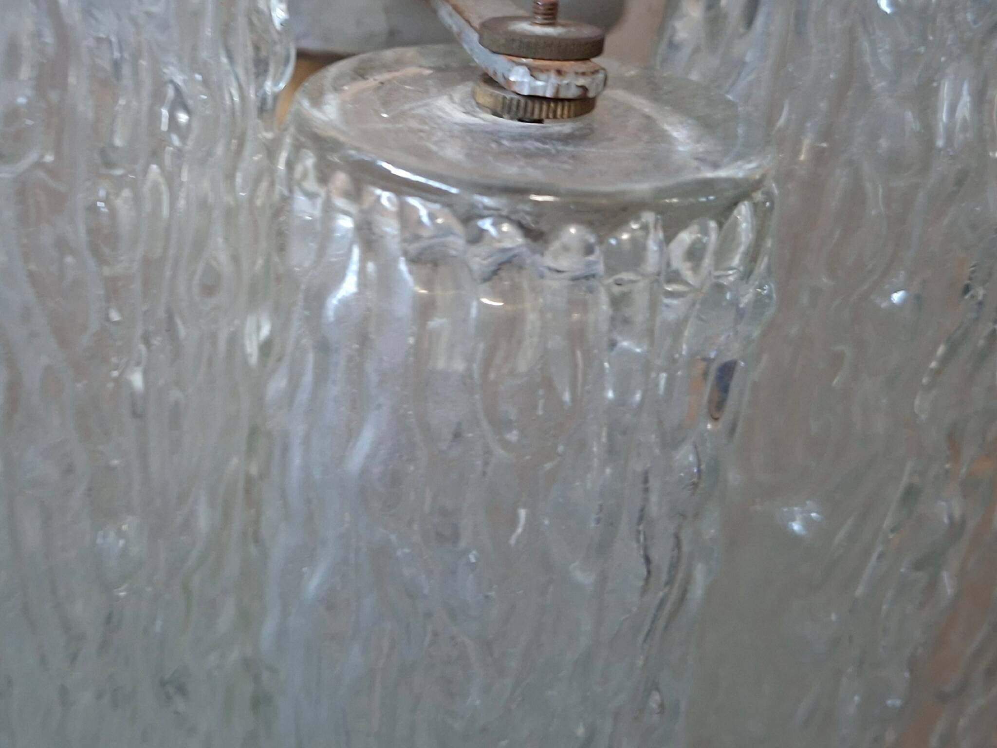 Lampadario Vintage in Vetro di Murano "Effetto Ghiaccio" – Anni '70 – Desig