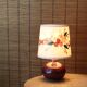 Purple pink ceramic lamp, herbarium-style lampshade, 60s