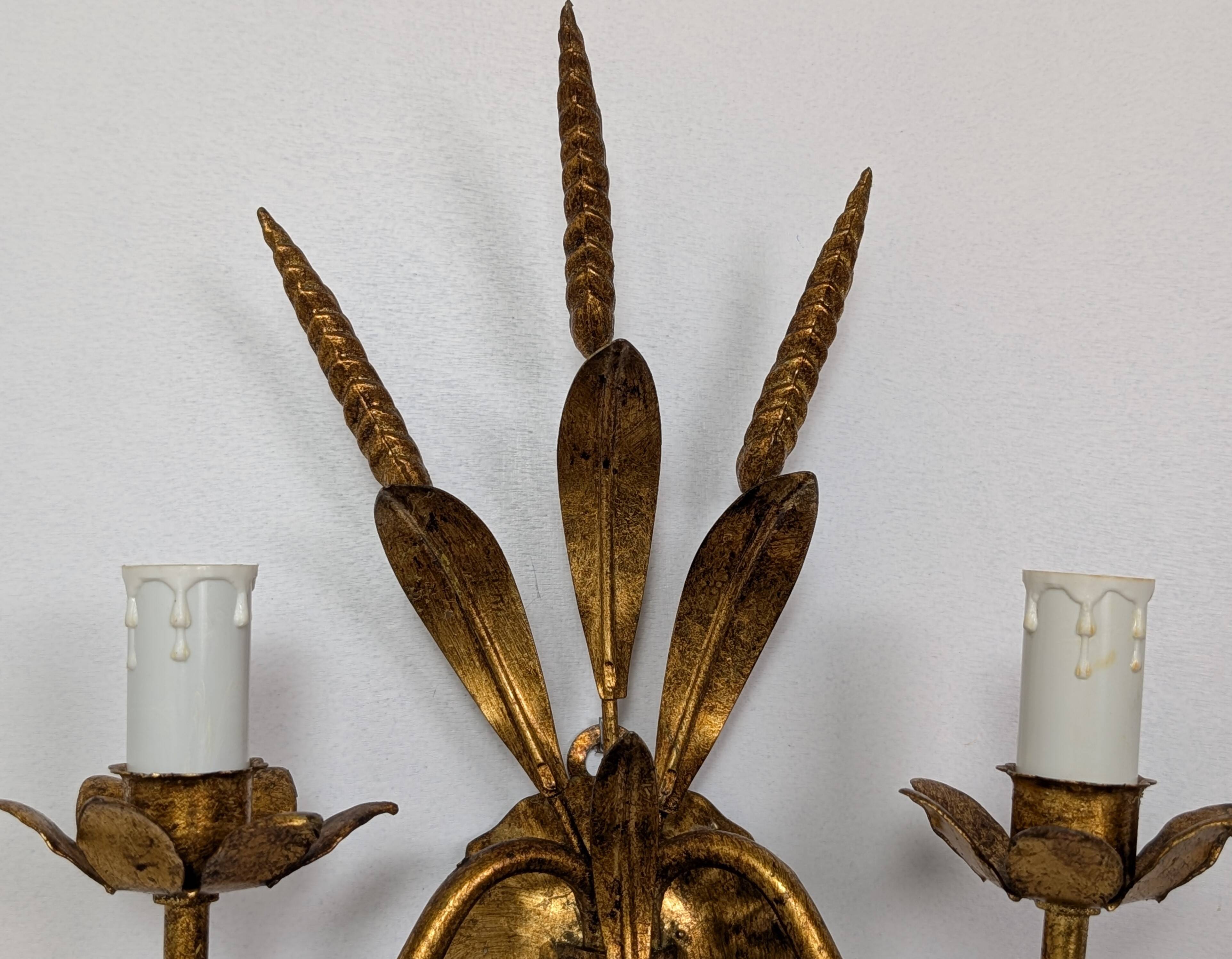 Pair of wheat ear wall lights