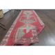 1970s Vintage Turkish Oushak Handmade Wool Cotton Pink Runner Rug 96x303
