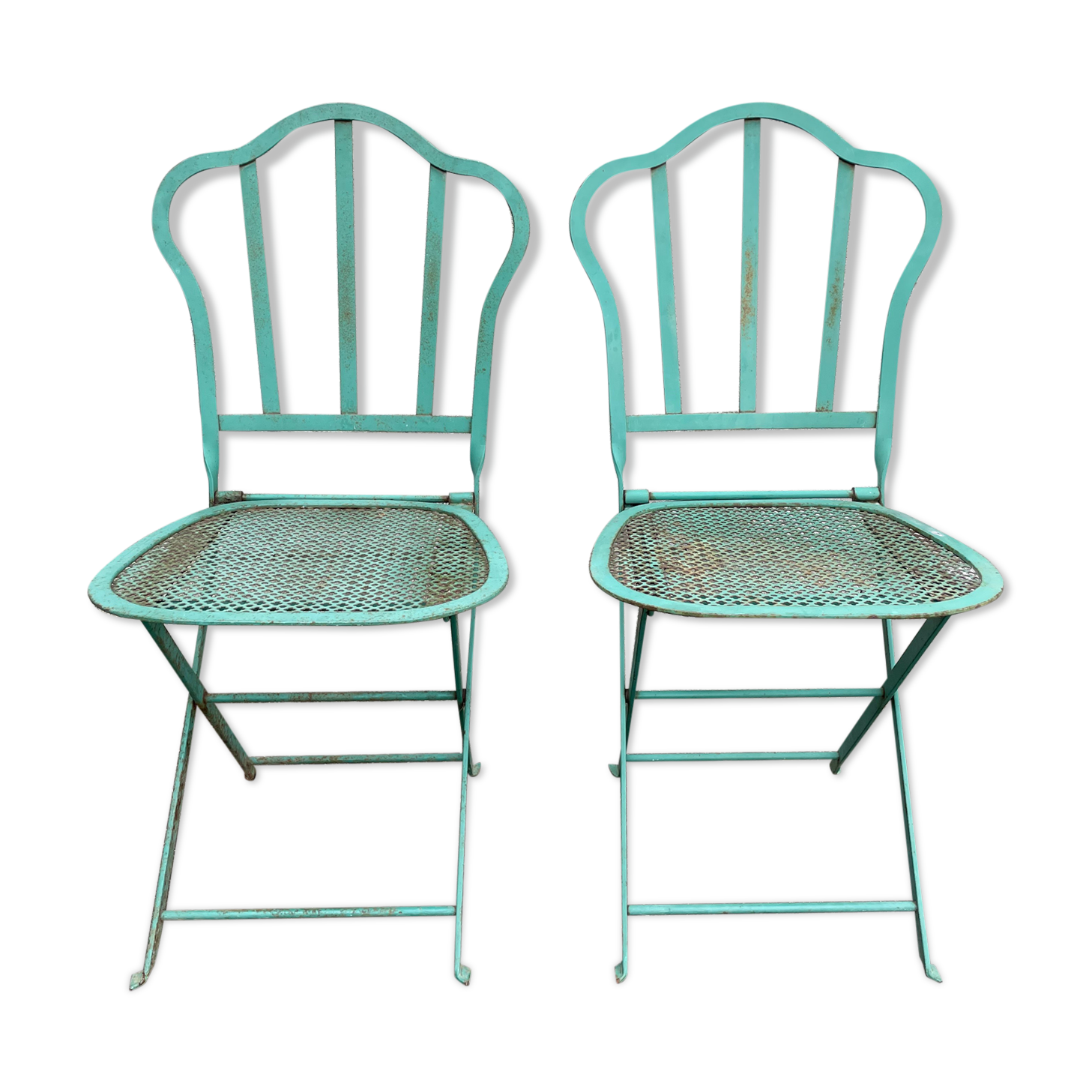 Set of 2 folding garden chairs XIXth