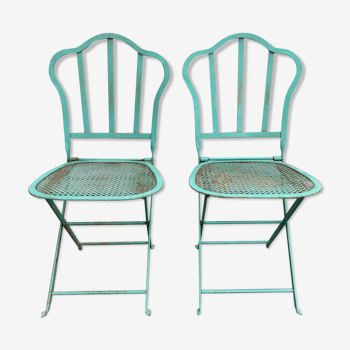 Lot de 2 chaises de jardin pliantes XIXème