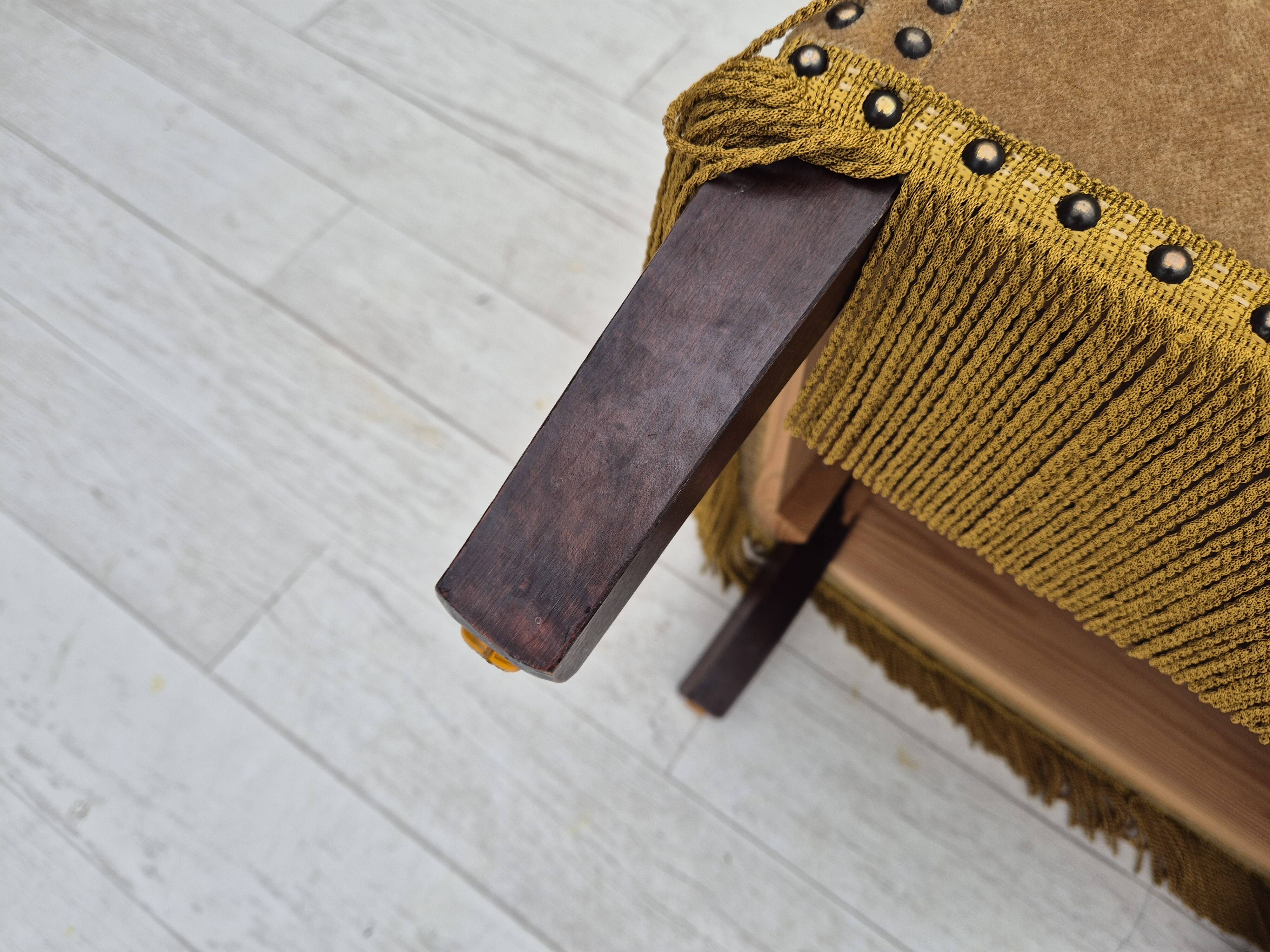 1960s, Danish lounge chair, green furniture velour, original condition.