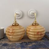 Pair of Art Deco globe wall lights