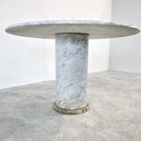 Vintage round White marble dining table 1970s
