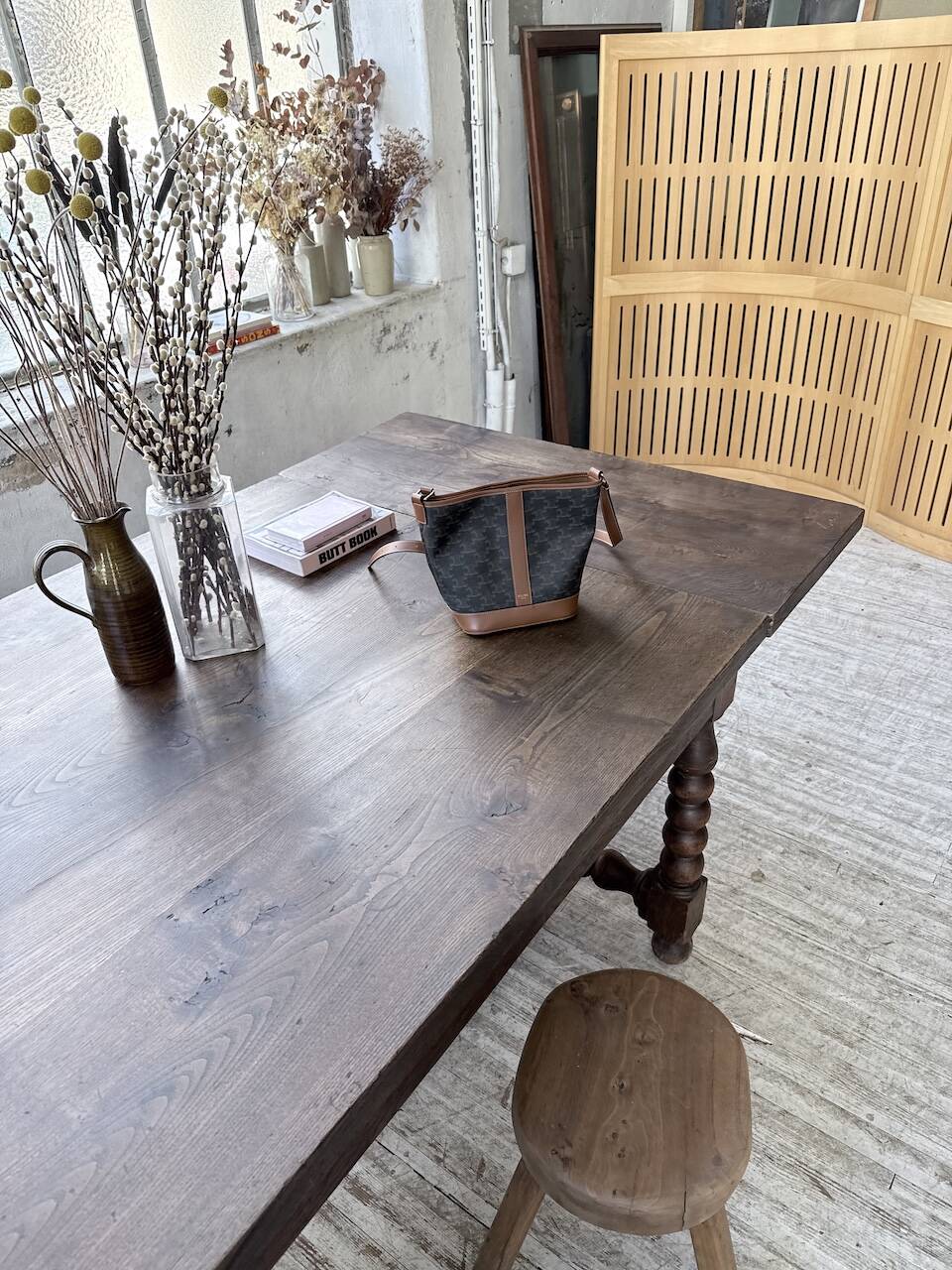 Solid oak table 1900 drapery style XL 280cm with extensions
