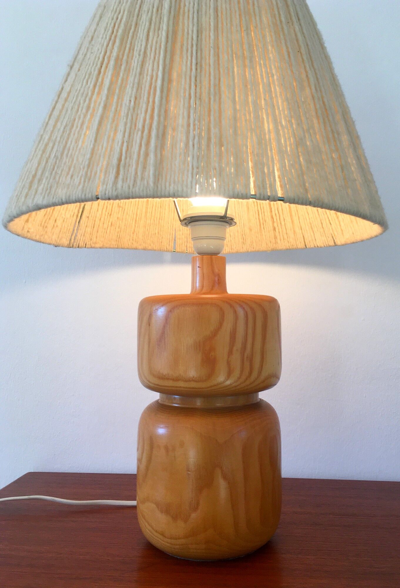 Vintage 1980s solid elm lamp