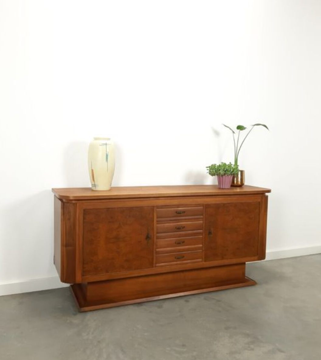 Vintage art deco wooden enfilade with drawers