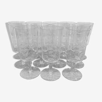 Set of 12 retro engraved water glasses