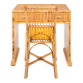 Italian bamboo and rattan desk and chair, 1980s