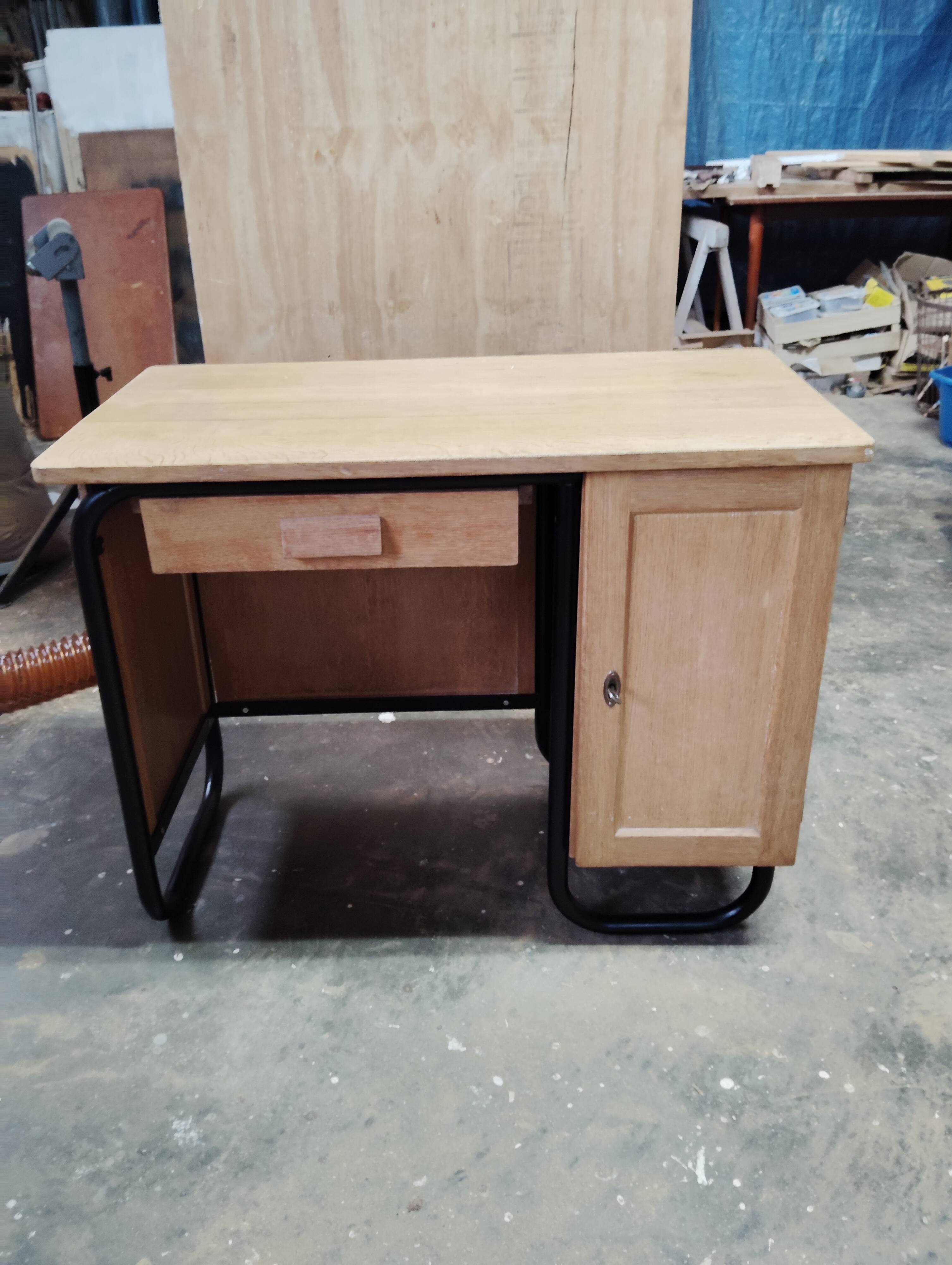 1950s desk in wood and tubular metal
