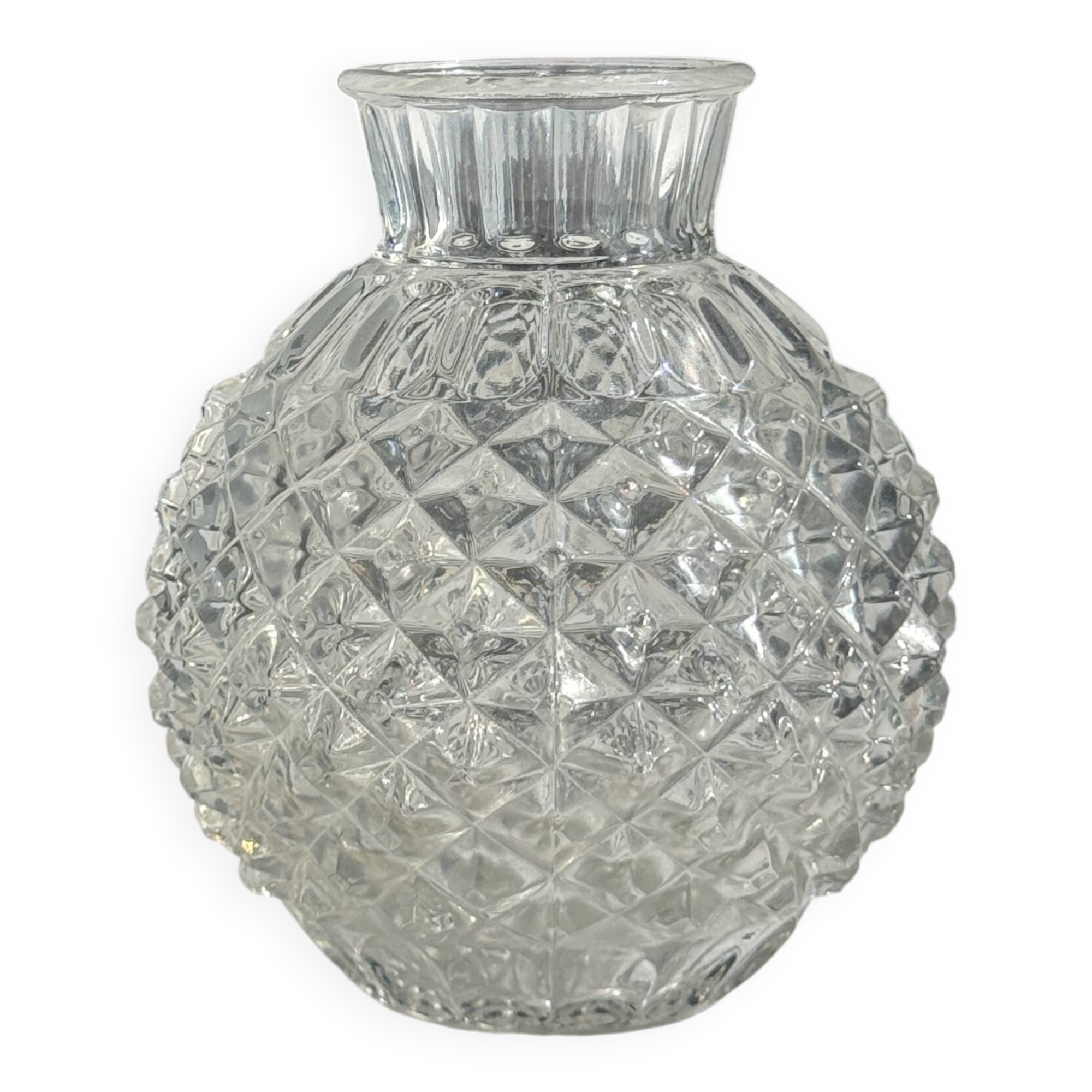 Small glass ball vase with diamond points H15