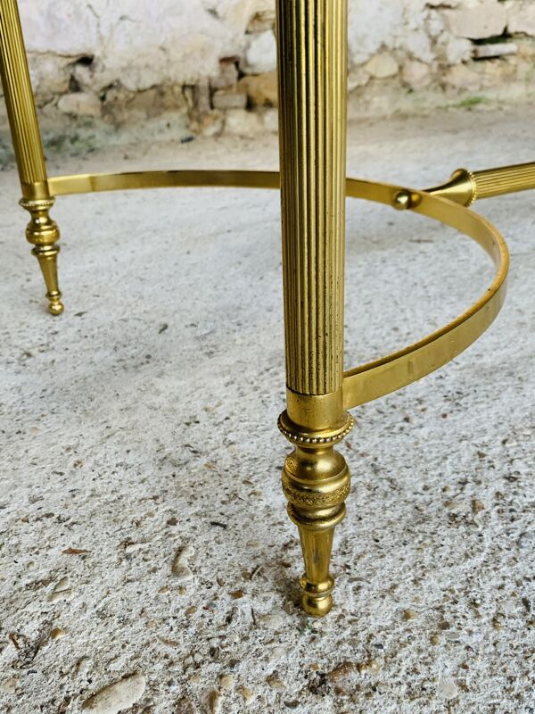 Table basse mid-century en marbre vert et laiton, 1960s