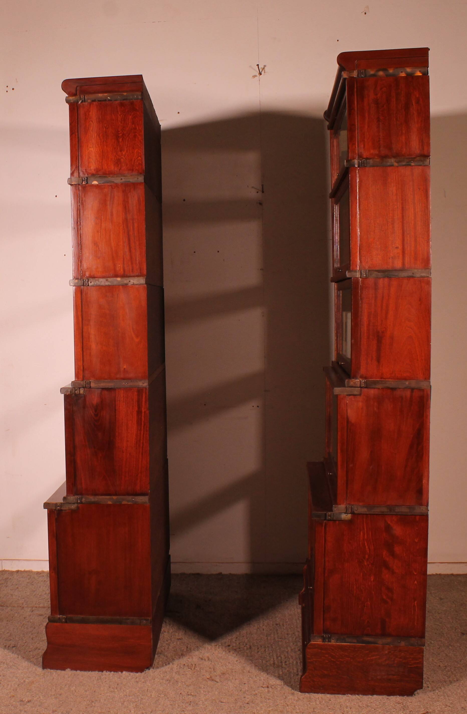 pair of Globe Wernicke London bookcases known as waterfall in mahogany circa