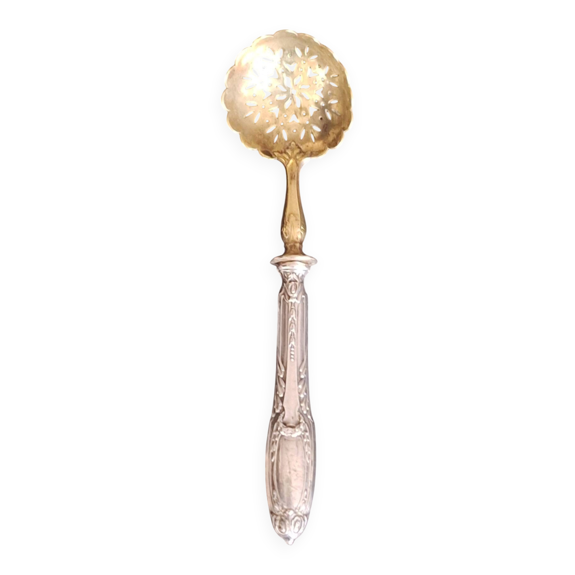 Cuillère à saupoudrer doré et argenté