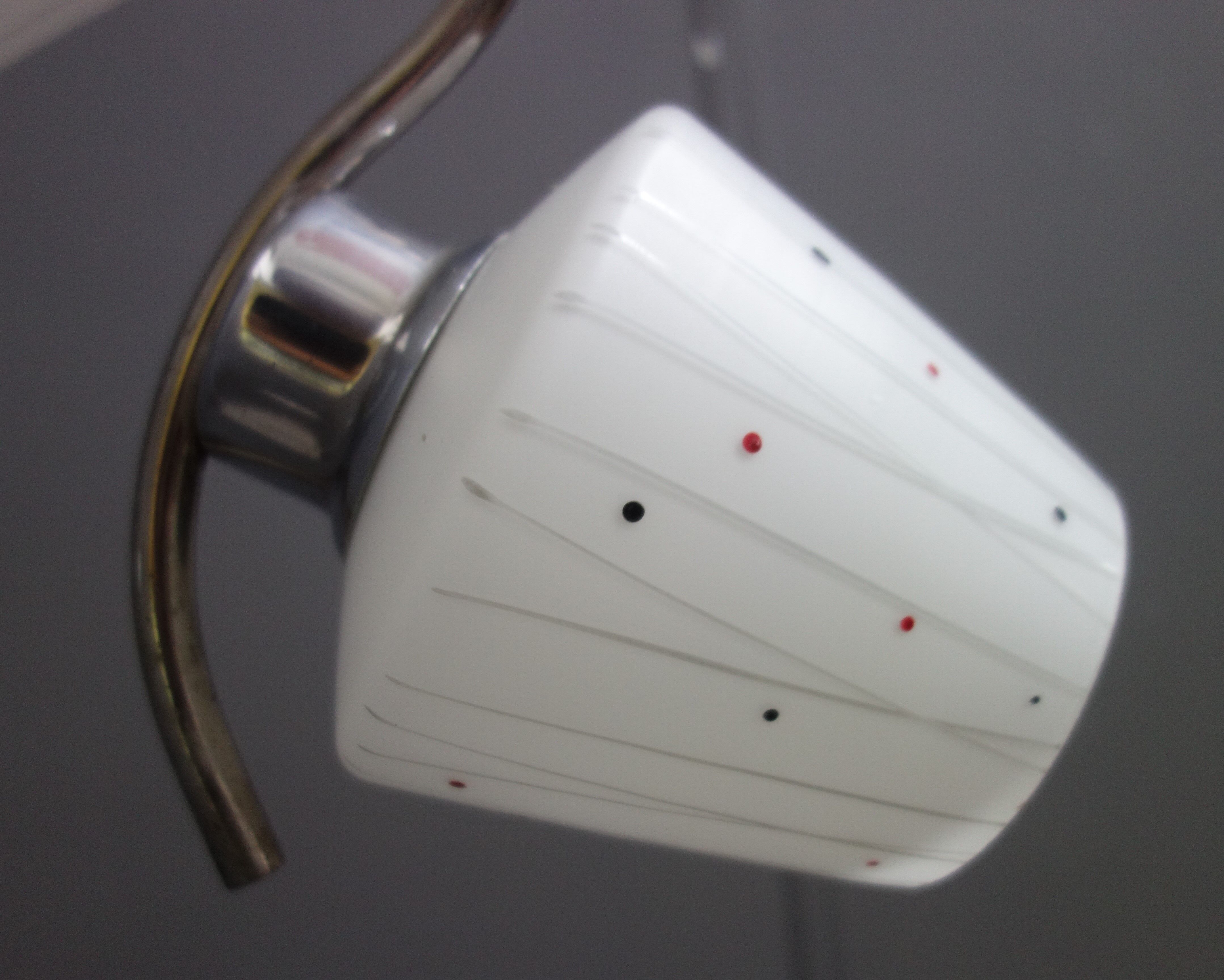 Chrome pendant lamp with 3 white shades 1960s