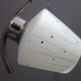 Chrome pendant lamp with 3 white shades 1960s