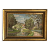 Oil on canvas "The Bridge of Blamont on the Ourcq" by Laby. XX.