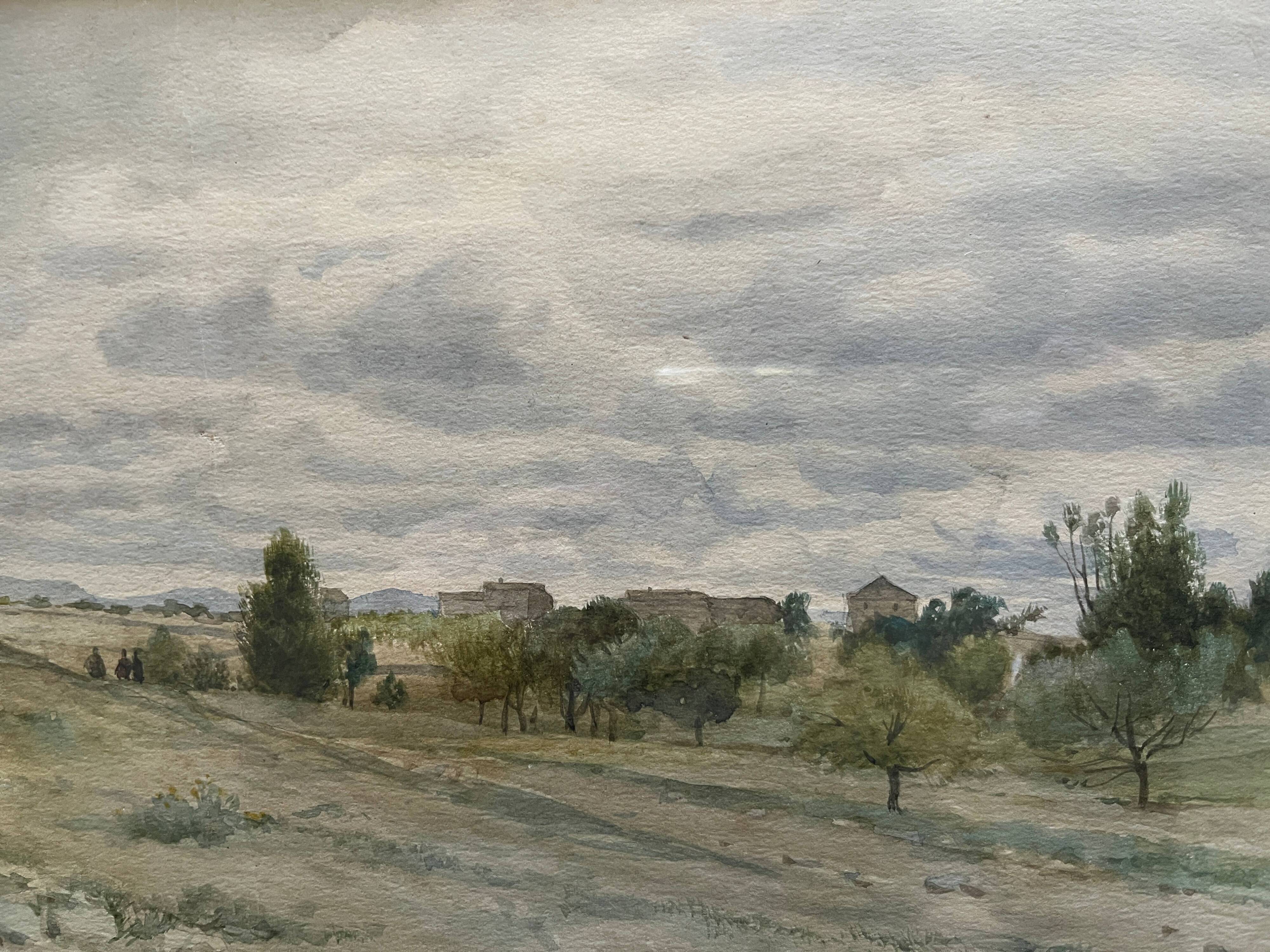 Watercolor painting Florian N. CABANE (1831-1922) Provençal painter