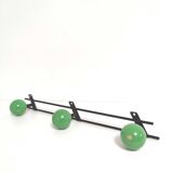 Coat rack hooks balls green wood