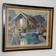 Swedish Oil on Canvas – “Lakeside Hut” by EVERT GRYNNING