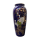 Old Ceramic Vase Enamelled Blue Asian Décor Vintage