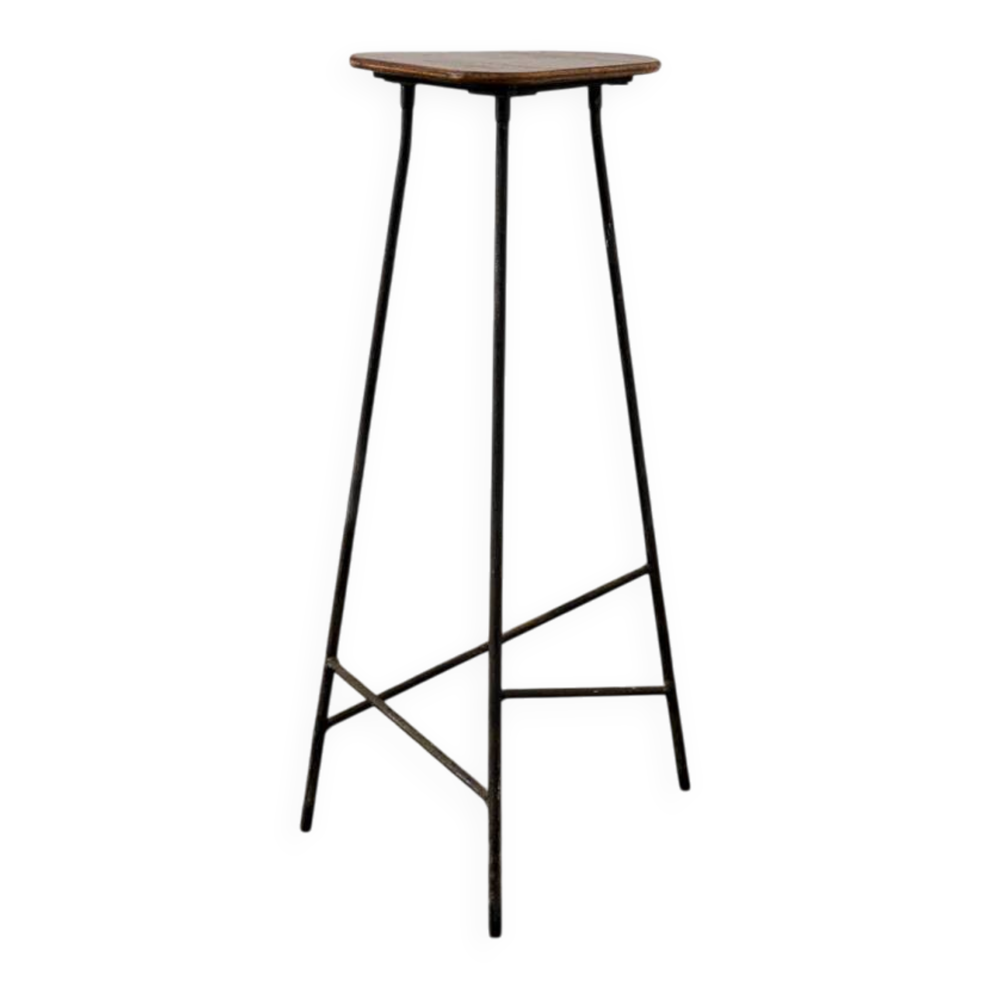 Modernist iron tripod pedestal / stool