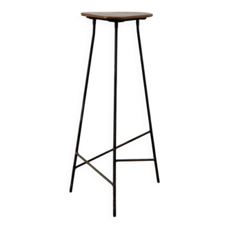 Modernist iron tripod pedestal / stool