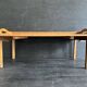 Manufrance wooden bedside table, folding tray with book holder.