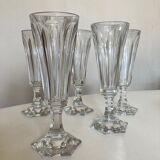 Set of 5 crystal flutes cut with cut sides 1960