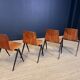 Ensemble de 4 chaises Galvanitas S22 chêne Pays-Bas années 70
