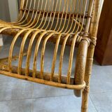 Rare pair of vintage rattan and wicker armchairs from the 1950s
