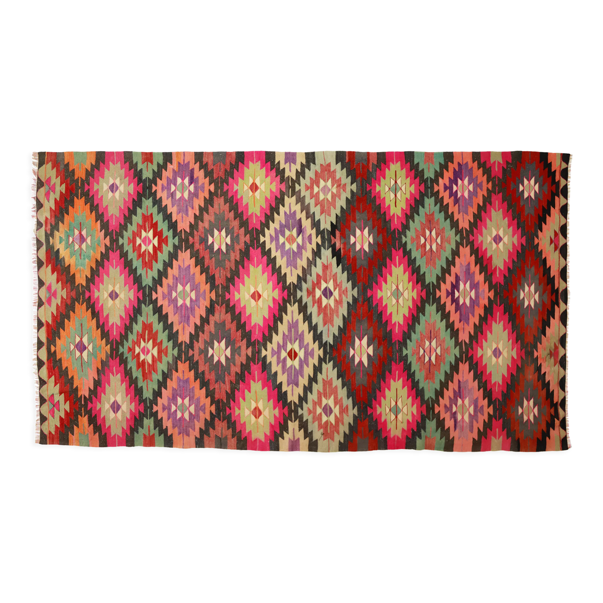 Anatolian handmade kilim rug 296 cm x 163 cm