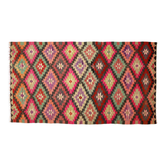 Anatolian handmade kilim rug 296 cm x 163 cm