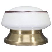 1930s Art Deco brass ceiling light with opaline glass shade, Czechoslovakia, Res
