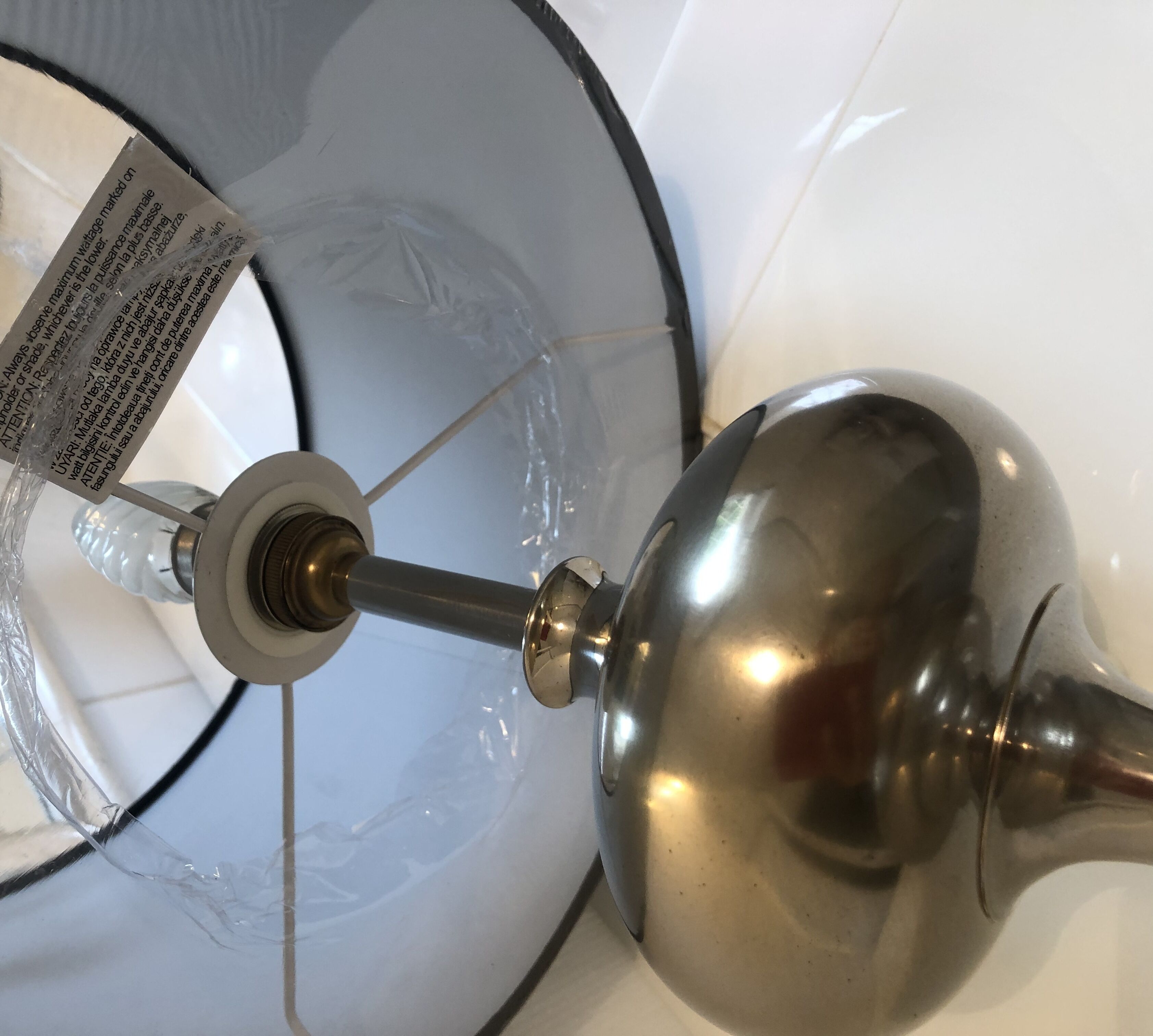 Large chrome table lamp with foot balls, 60s-70s