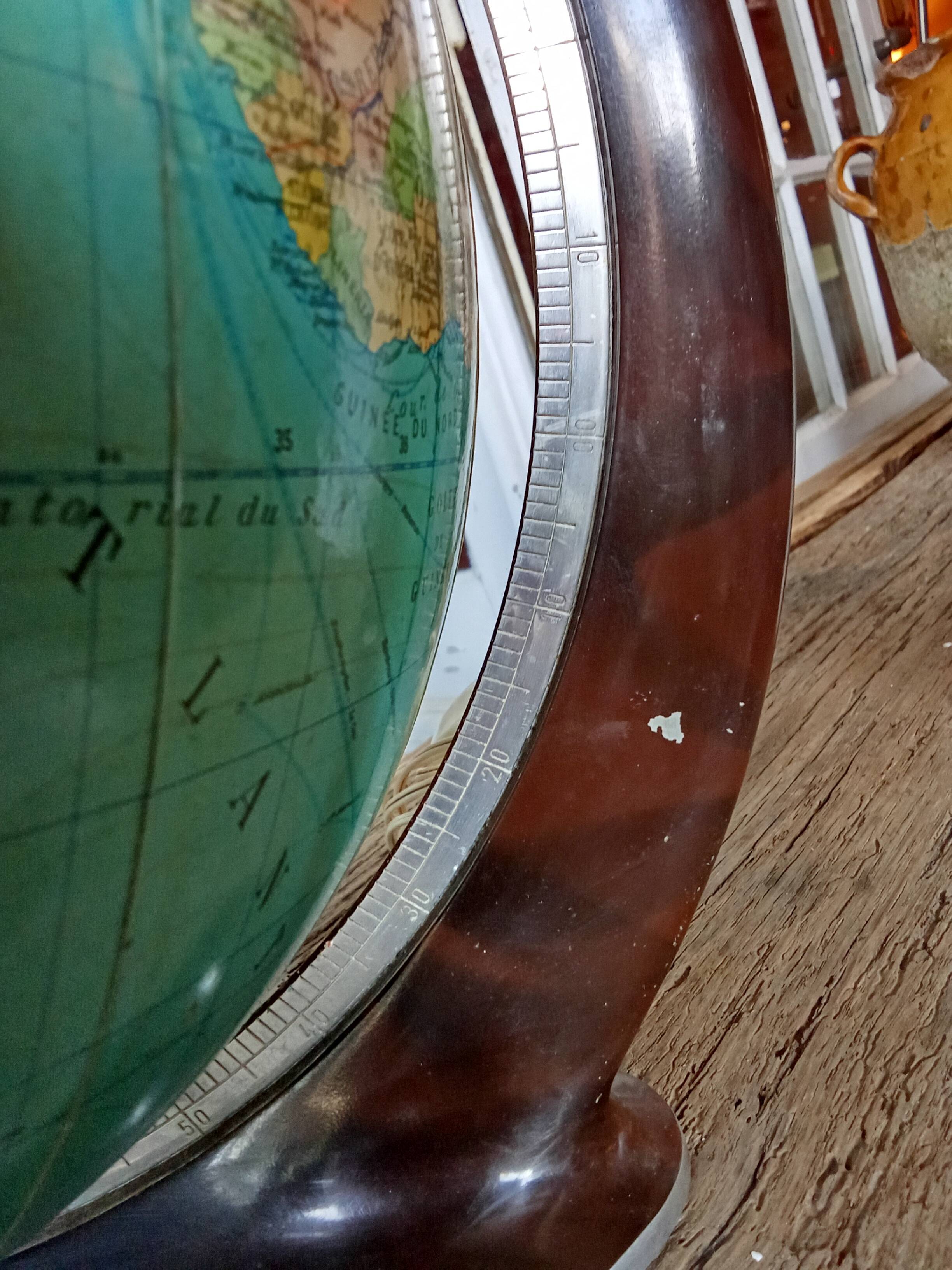 Ancien Globe Terrestre Verre  Lumineux Mappemonde Art Déco Colomb W. Jaden